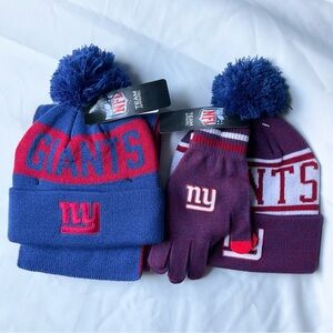 New York Giants Unisex Beanies + Scarf & Gloves Set